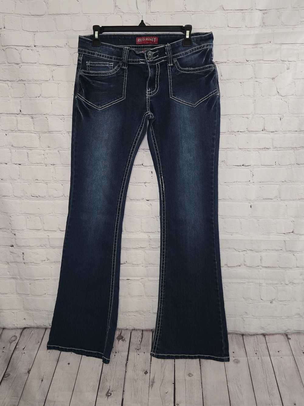 Red Rivet Women's Dark Blue Bootcut Jeans Y2k Low Rise Sz 11